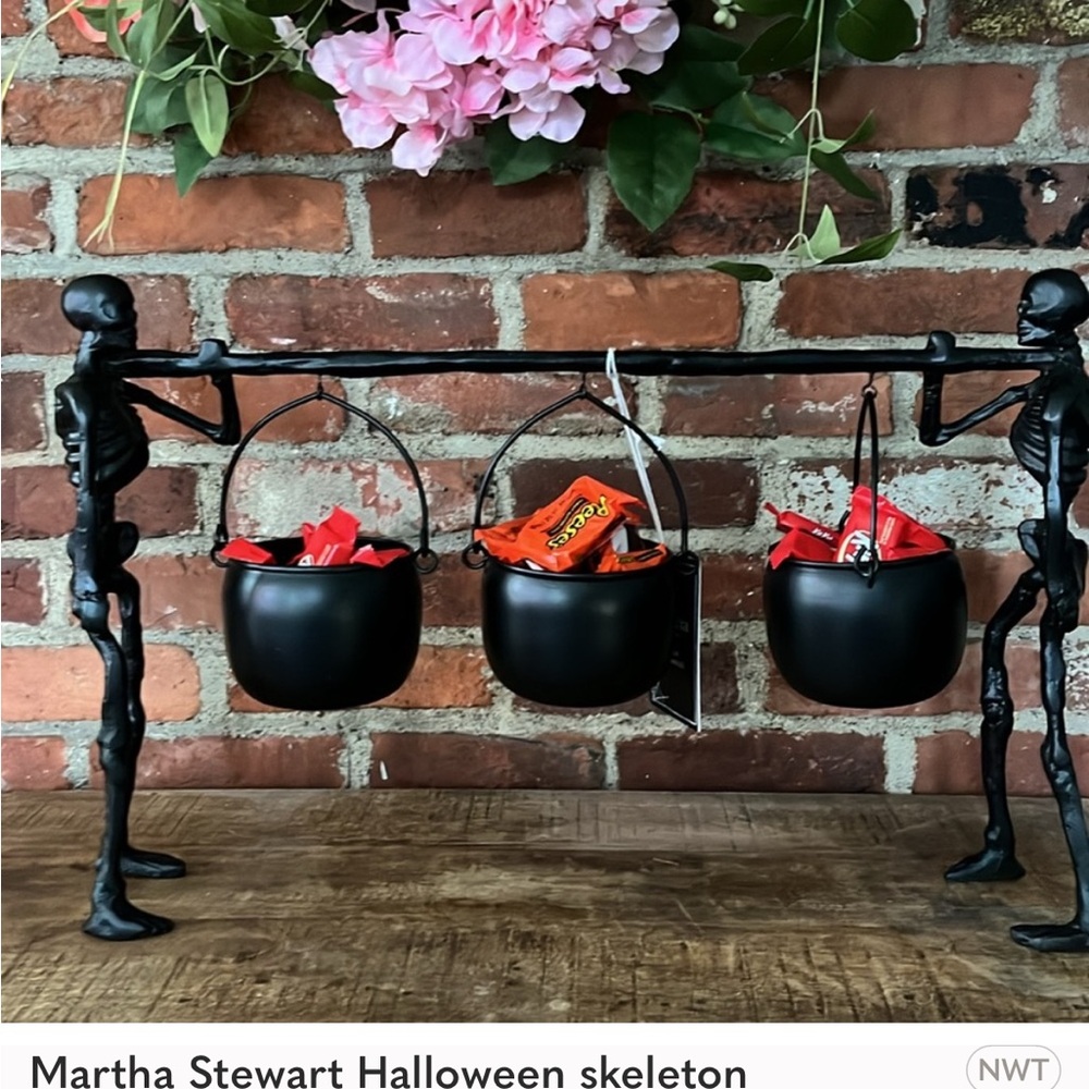 Martha Stewart skeleton with cauldron great for Halloween and trick-or-treaters - Picture 10 of 12